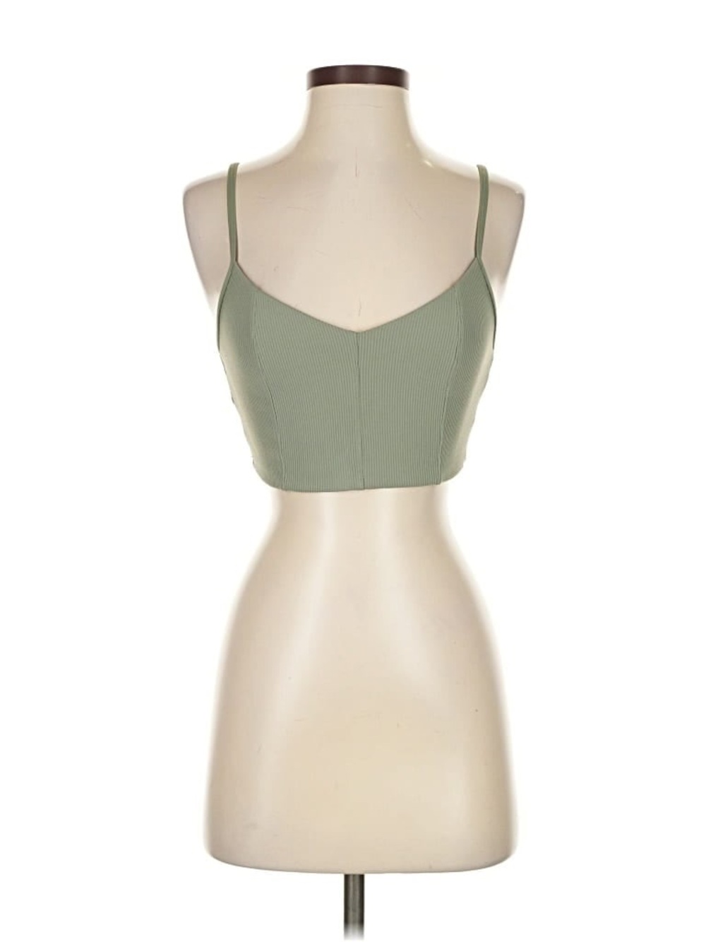 Offline by Aerie Corset Style Ribbed Green Crop Top Sports Bra Women's Size XS